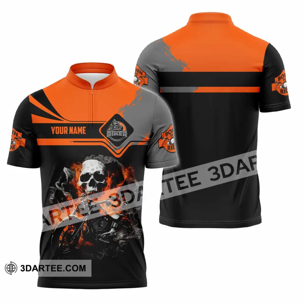 Unisex Shirt - Custom Biker 3D Shirt Zipper Polo Shirt / S T-shirt