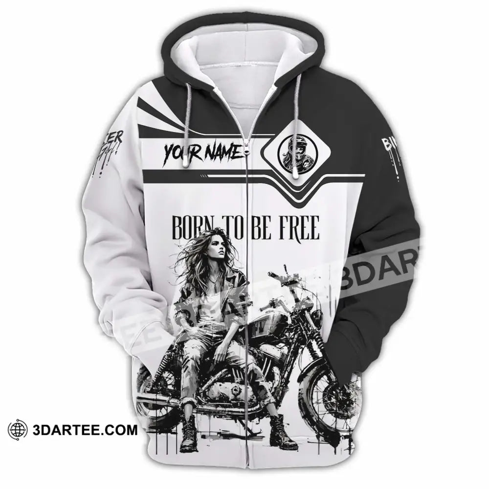 Unisex Shirt - Custom Biker Born To Be Free 3D Shirt - Zipper Hoodie / S - T-shirt