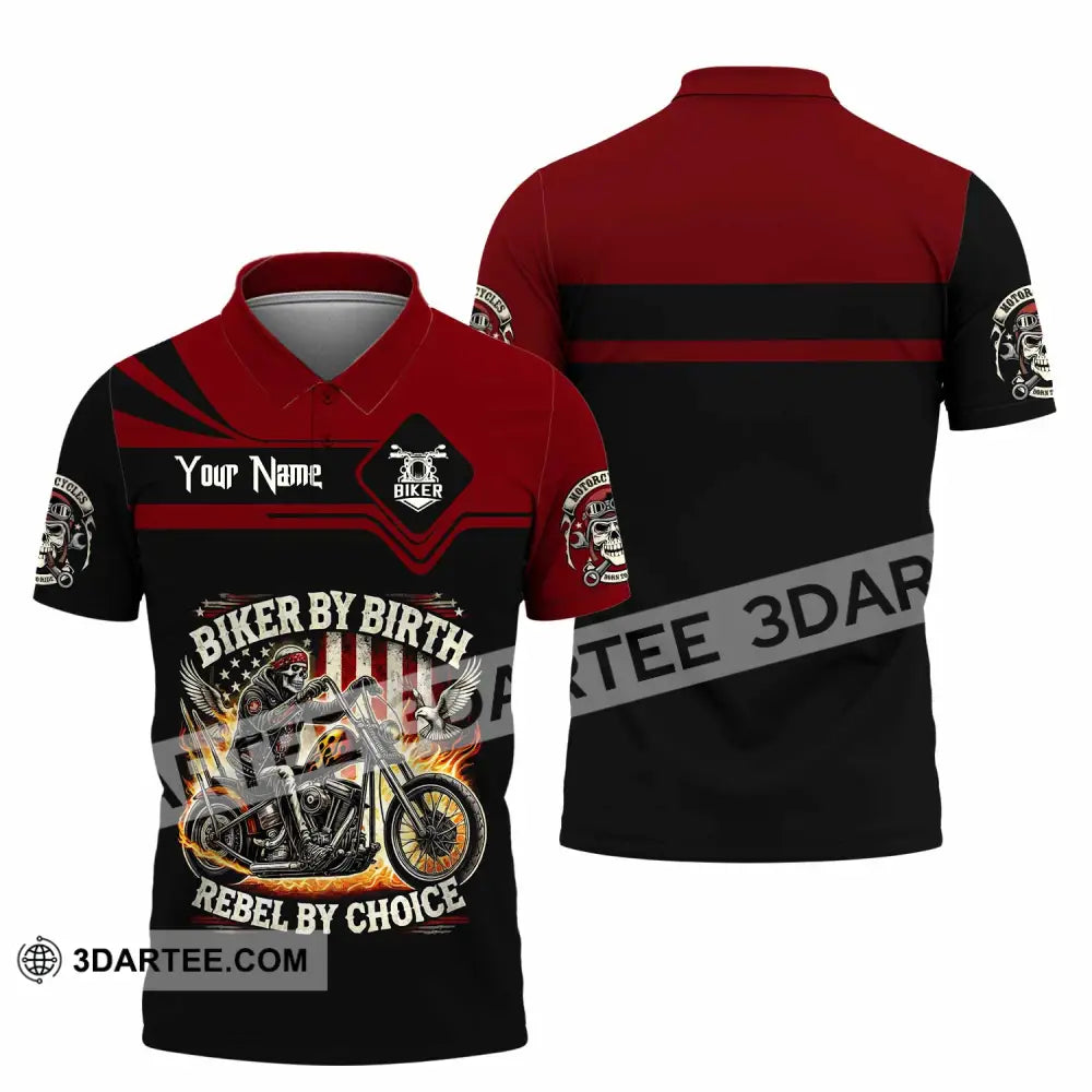 Unisex Shirt Custom Biker By Birth Rebel By Choice Shirt Polo Shirt / S T shirt