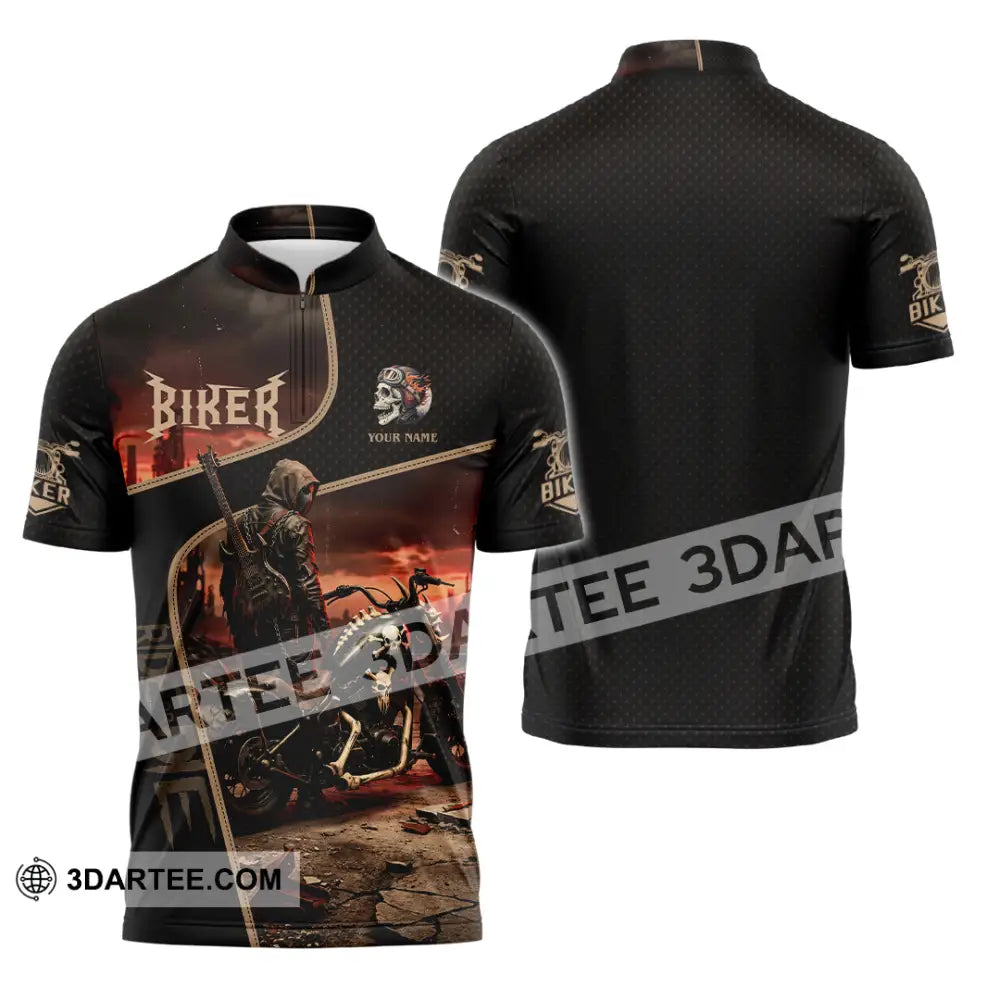 Unisex Shirt - Custom Biker Shirt - Zipper Polo Shirt / S - T-shirt