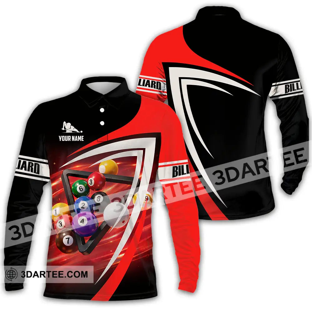Unisex Shirt - Custom Billiard 3D Shirt Long Sleeve Polo / S T-shirt
