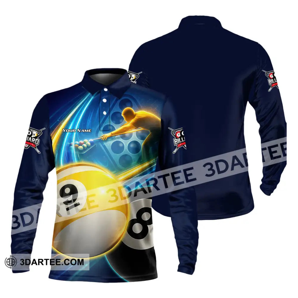 Unisex Shirt - Custom Billiard 3D Shirt Long Sleeve Polo / S T-shirt