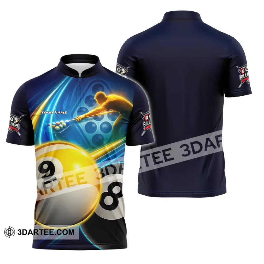 Unisex Shirt - Custom Billiard 3D Shirt Zipper Polo Shirt / S T-shirt