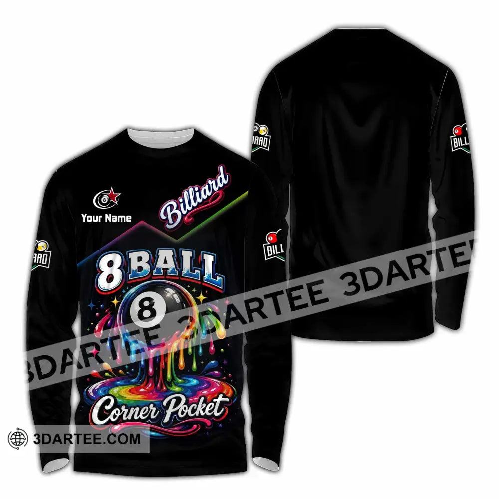 Unisex Shirt - Custom Billiard 8 Ball Shirt - Long Sleeve Shirt / S - T-shirt