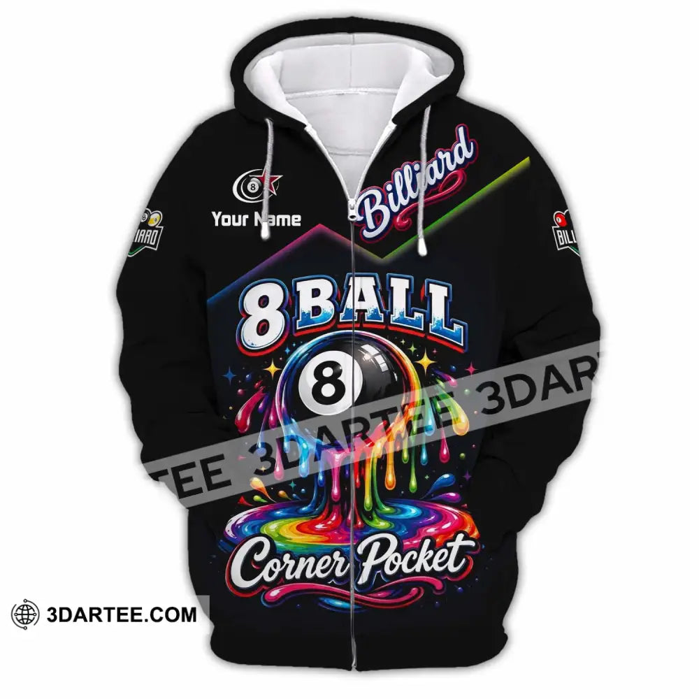 Unisex Shirt - Custom Billiard 8 Ball Shirt - Zipper Hoodie / S - T-shirt