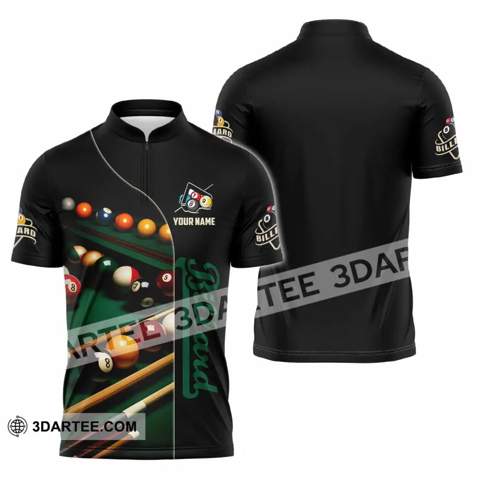 Unisex Shirt - Custom Billiard Lover Shirt Zipper Polo Shirt / S T-shirt