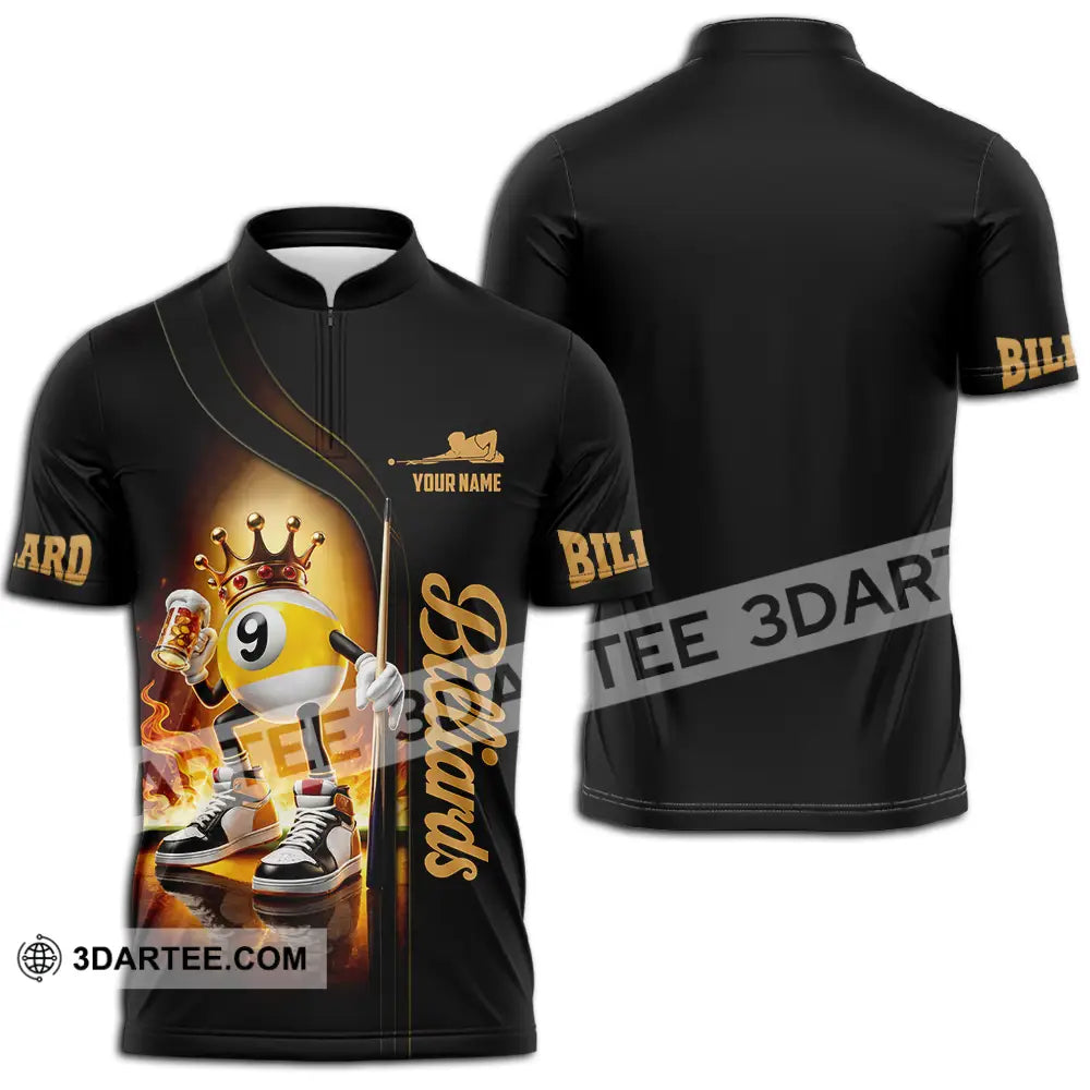 Unisex Shirt - Custom Billiards 3D Shirt Zipper Polo Shirt / S T-shirt