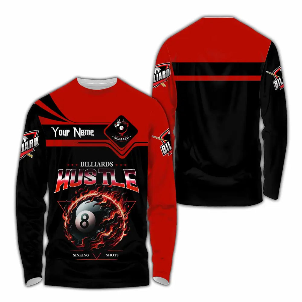 Unisex Shirt - Custom Billiards Hustle Sinking Shot Sport Shirt Long Sleeve Shirt / S T-shirt