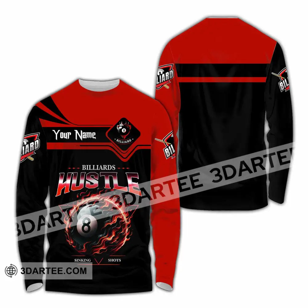 Unisex Shirt - Custom Billiards Hustle Sinking Shot Sport Shirt Long Sleeve Shirt / S T-shirt