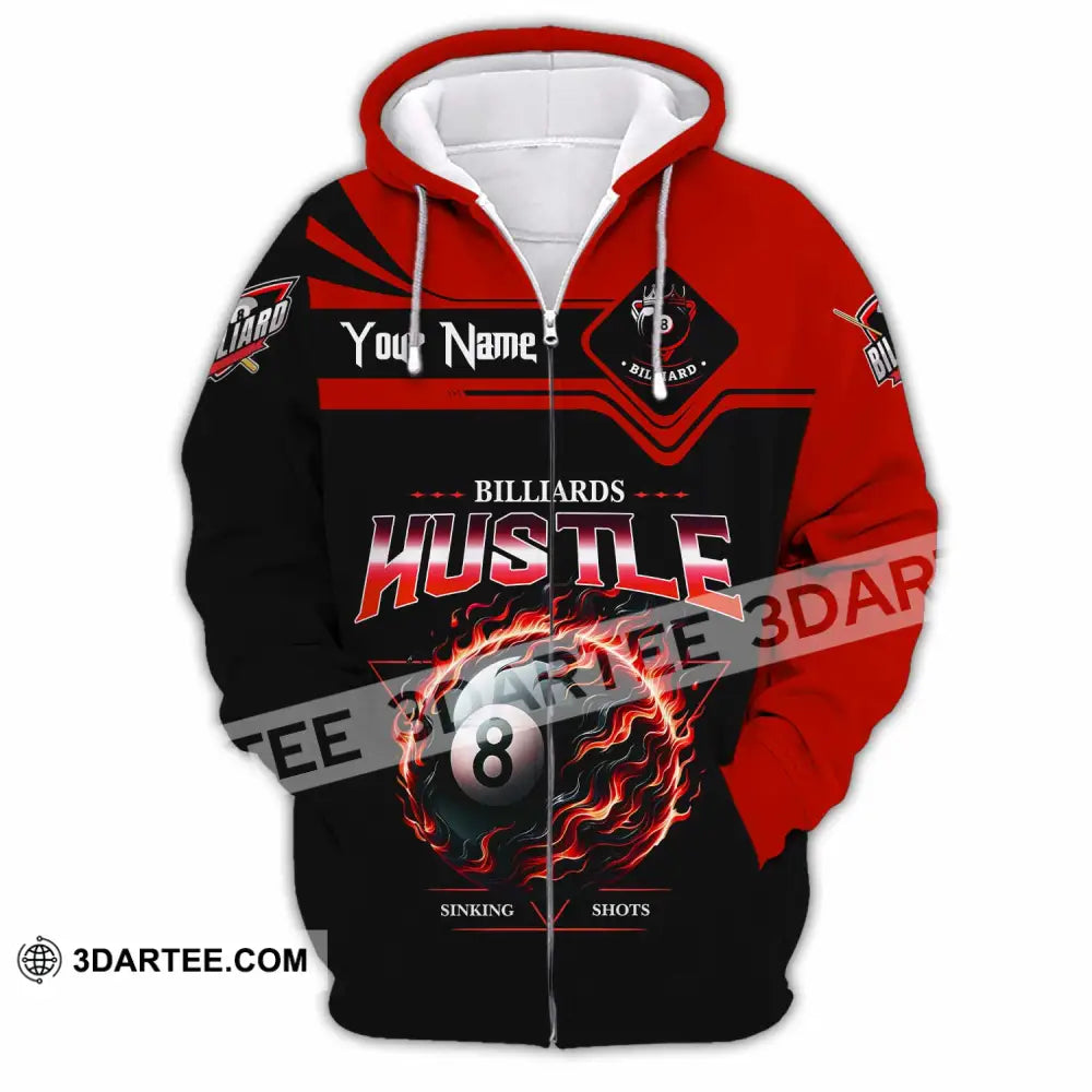 Unisex Shirt - Custom Billiards Hustle Sinking Shot Sport Shirt Zipper Hoodie / S T-shirt