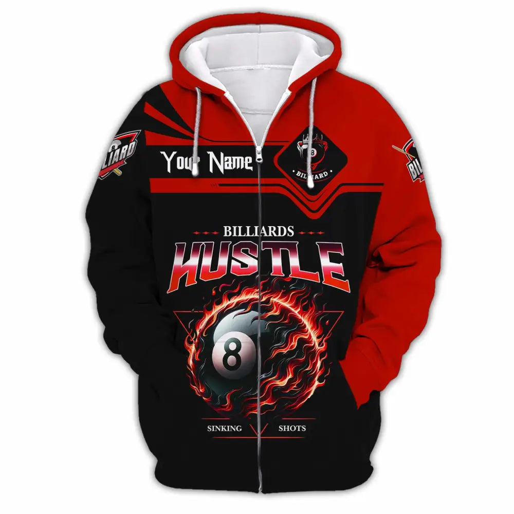 Unisex Shirt - Custom Billiards Hustle Sinking Shot Sport Shirt Zipper Hoodie / S T-shirt