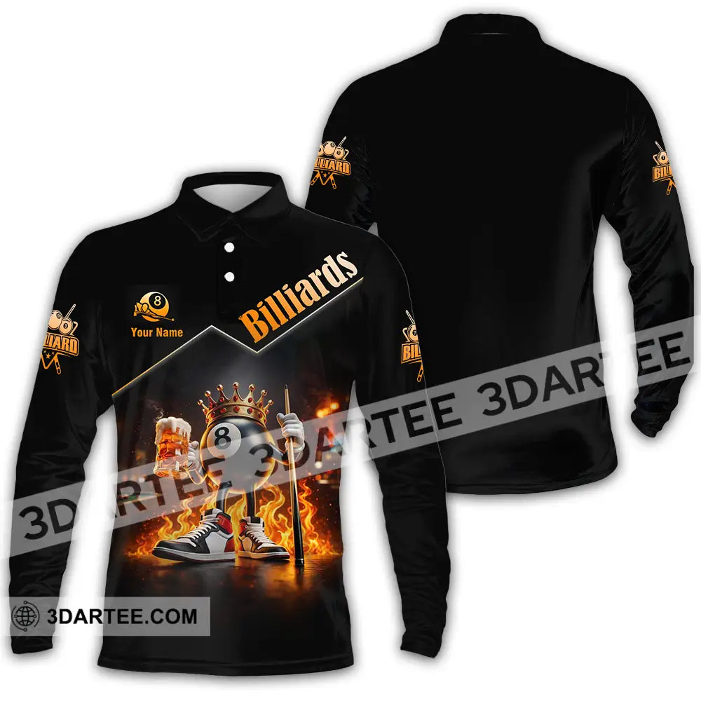 Unisex Shirt - Custom Billiards Lover 3D Shirt Long Sleeve Polo / S T-shirt