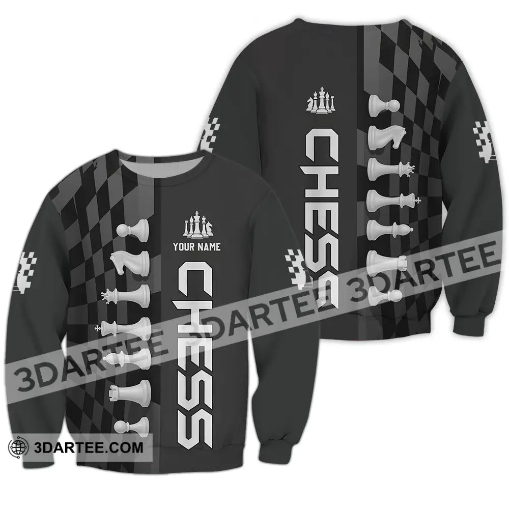 Unisex Shirt - Custom Black And White Chess Chess Player Sporty Shirt Long Sleeve / S T-shirt