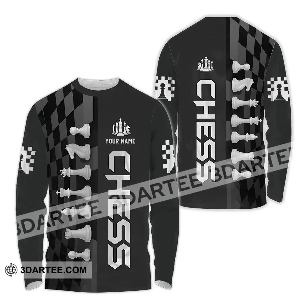 Unisex Shirt - Custom Black And White Chess Chess Player Sporty Shirt Long Sleeve Shirt / S T-shirt