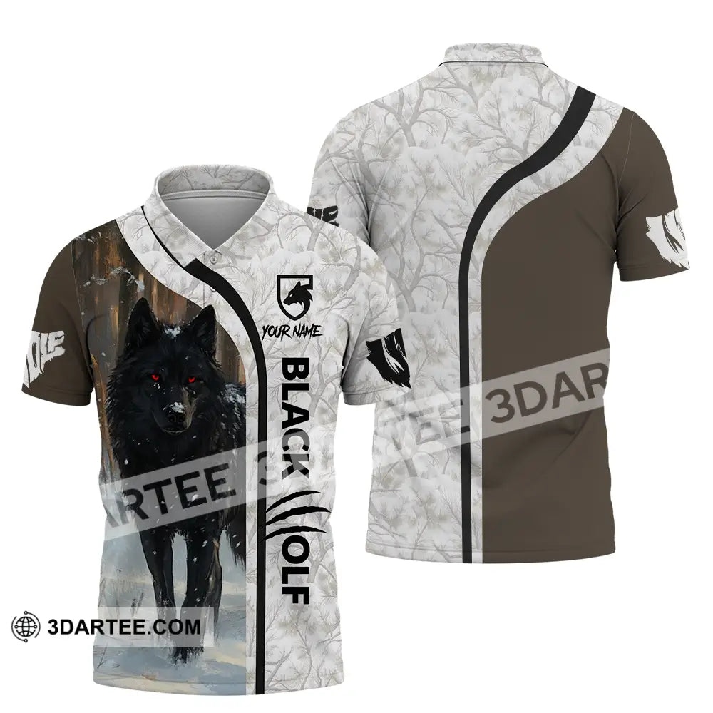 Unisex Shirt - Custom Black Wolf 3D Shirt Polo Shirt / S T-shirt