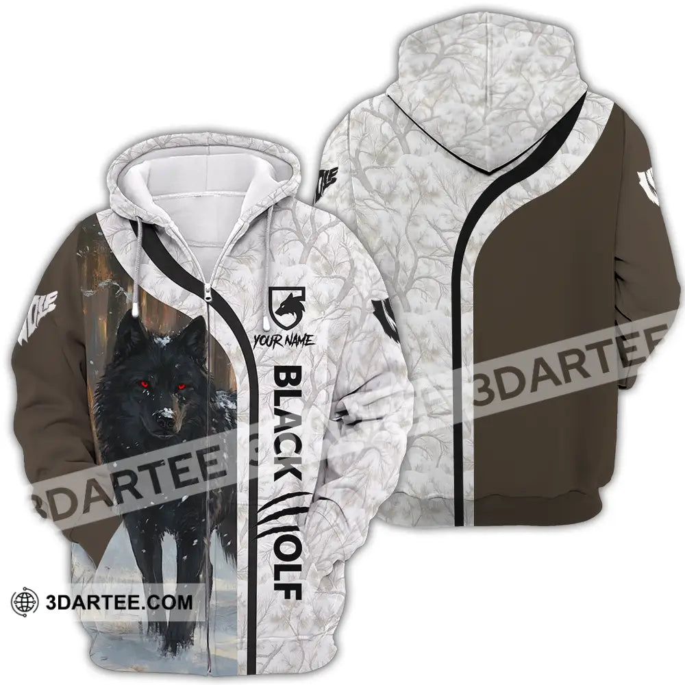 Unisex Shirt - Custom Black Wolf 3D Shirt Zipper Hoodie / S T-shirt