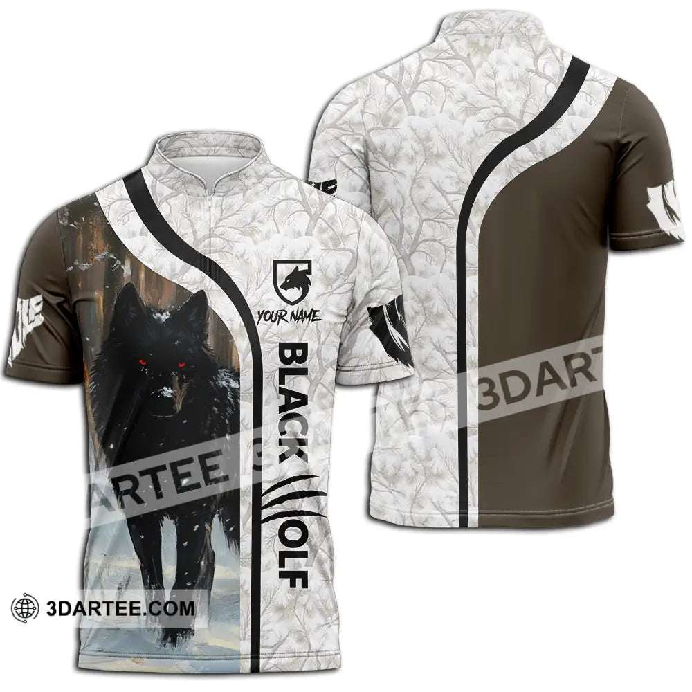 Unisex Shirt - Custom Black Wolf 3D Shirt Zipper Polo Shirt / S T-shirt