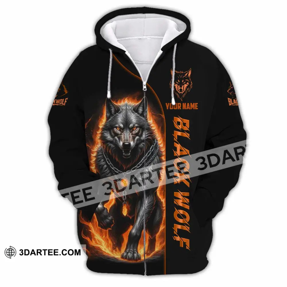 Unisex Shirt - Custom Black Wolf Shirt Zipper Hoodie / S T-shirt