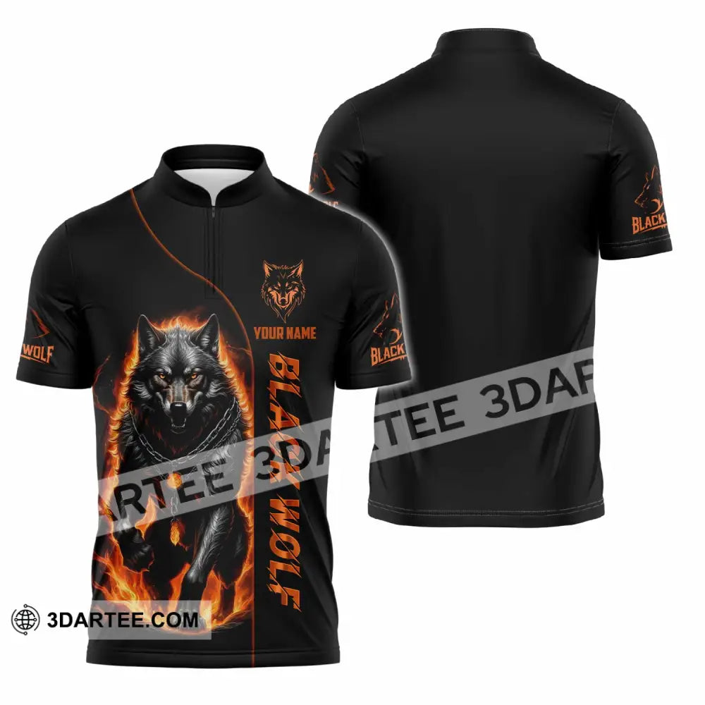 Unisex Shirt - Custom Black Wolf Shirt Zipper Polo Shirt / S T-shirt