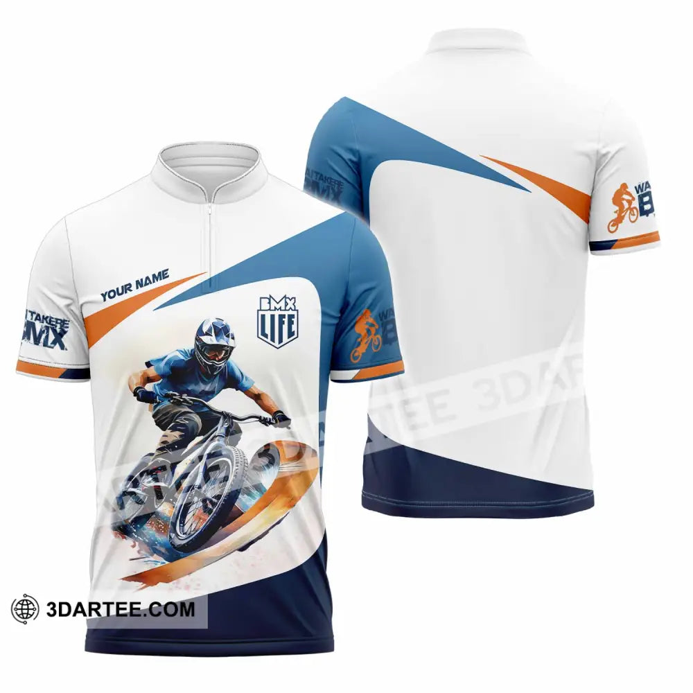 Unisex Shirt Custom BMX Race Bikes Shirt Zipper Polo Shirt / S T shirt