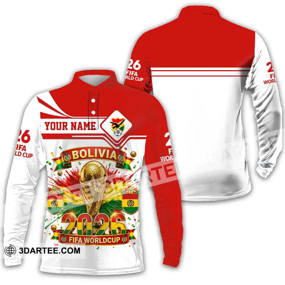 Unisex Shirt - Custom Bolivia World Cup 2026 Shirt - Long Sleeve Polo / S - T-shirt