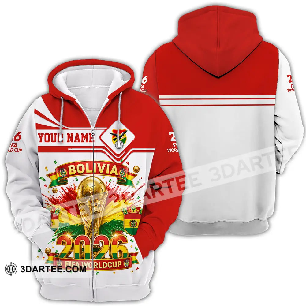 Unisex Shirt - Custom Bolivia World Cup 2026 Shirt - Zipper Hoodie / S - T-shirt