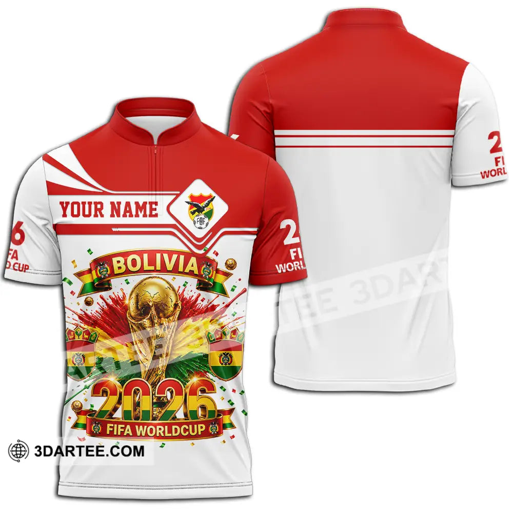 Unisex Shirt - Custom Bolivia World Cup 2026 Shirt - Zipper Polo Shirt / S - T-shirt