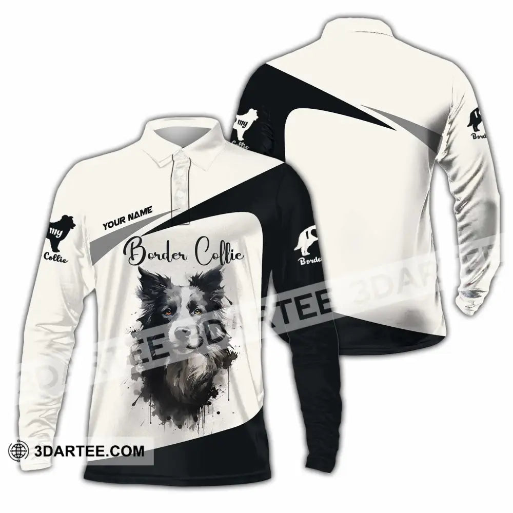 Unisex Shirt - Custom Border Collie 3D Shirt Long Sleeve Polo / S T-shirt