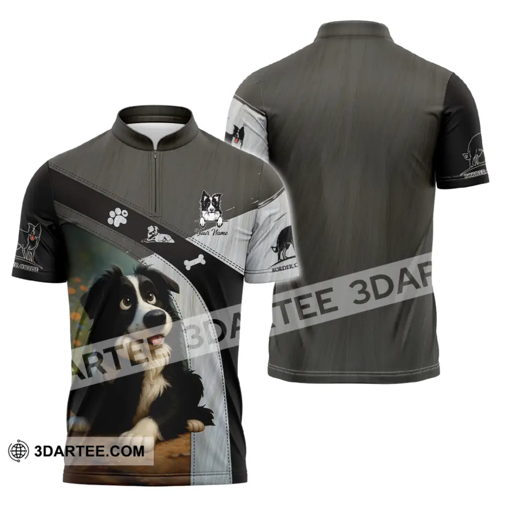 Unisex Shirt - Custom Border Collie Shirt Zipper Polo Shirt / S T-shirt