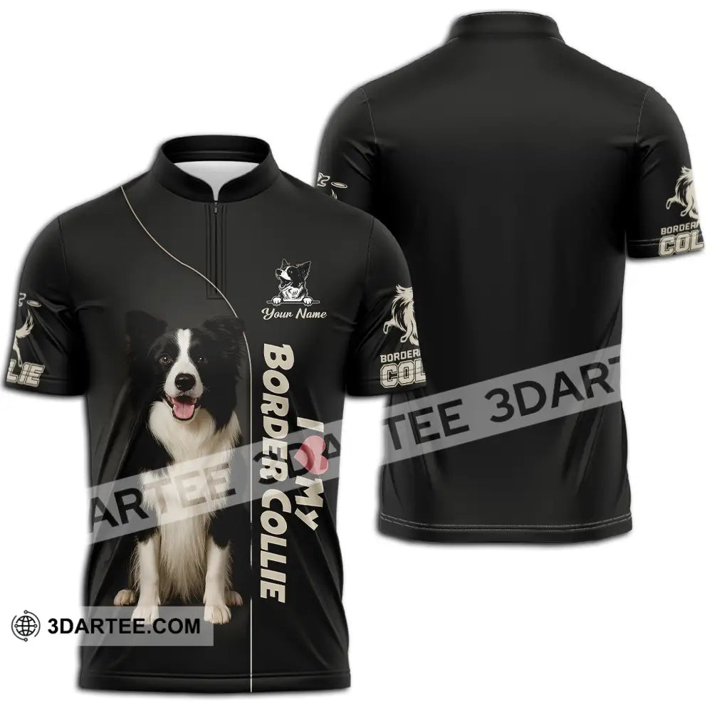 Unisex Shirt - Custom Border Collie Shirt Zipper Polo Shirt / S T-shirt
