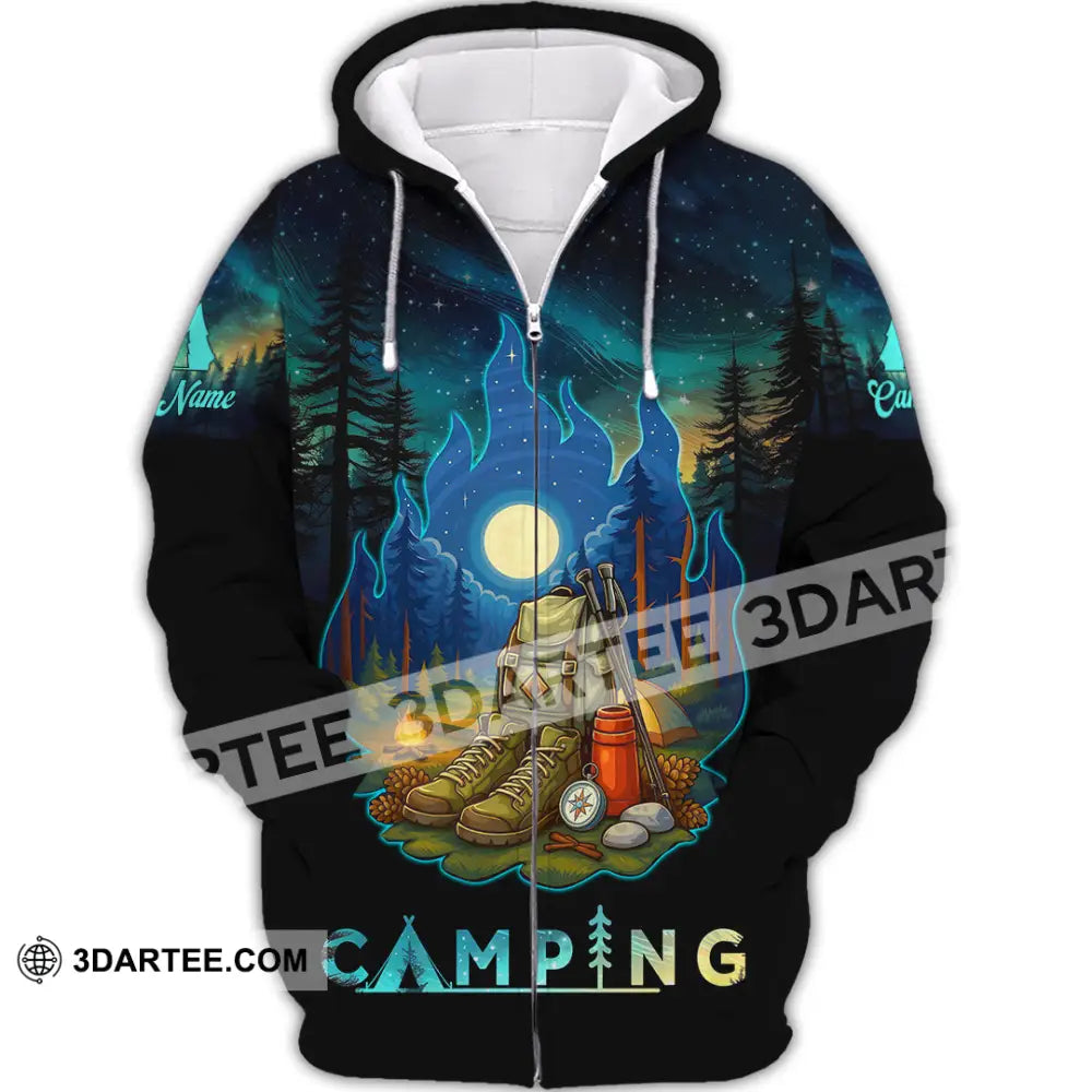Unisex Shirt - Custom Born To Be Wild Camping Shirt Zipper Hoodie / S T-shirt