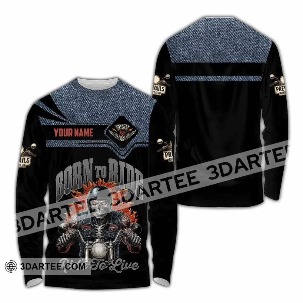 Unisex Shirt - Custom Born To Ride 3D Shirt Long Sleeve Shirt / S T-shirt