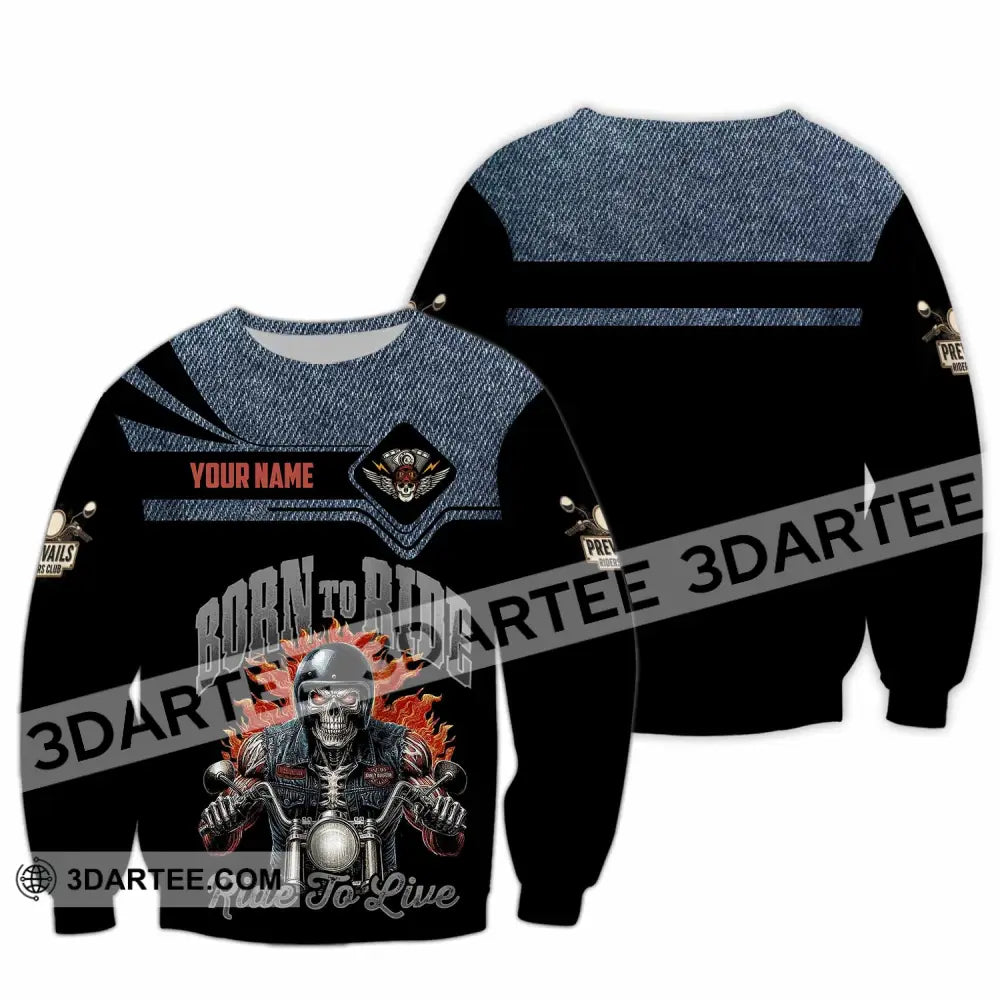 Unisex Shirt - Custom Born To Ride 3D Shirt Long Sleeve / S T-shirt