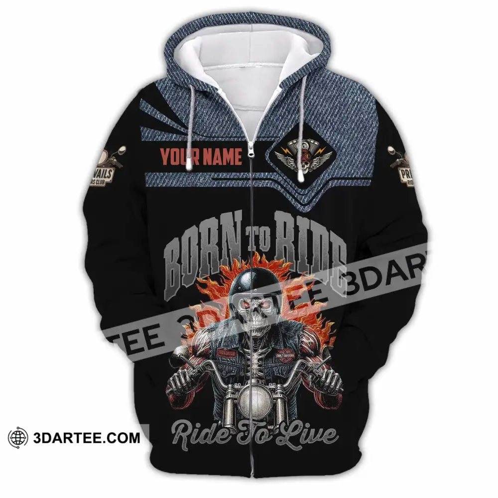 Unisex Shirt - Custom Born To Ride 3D Shirt Zipper Hoodie / S T-shirt