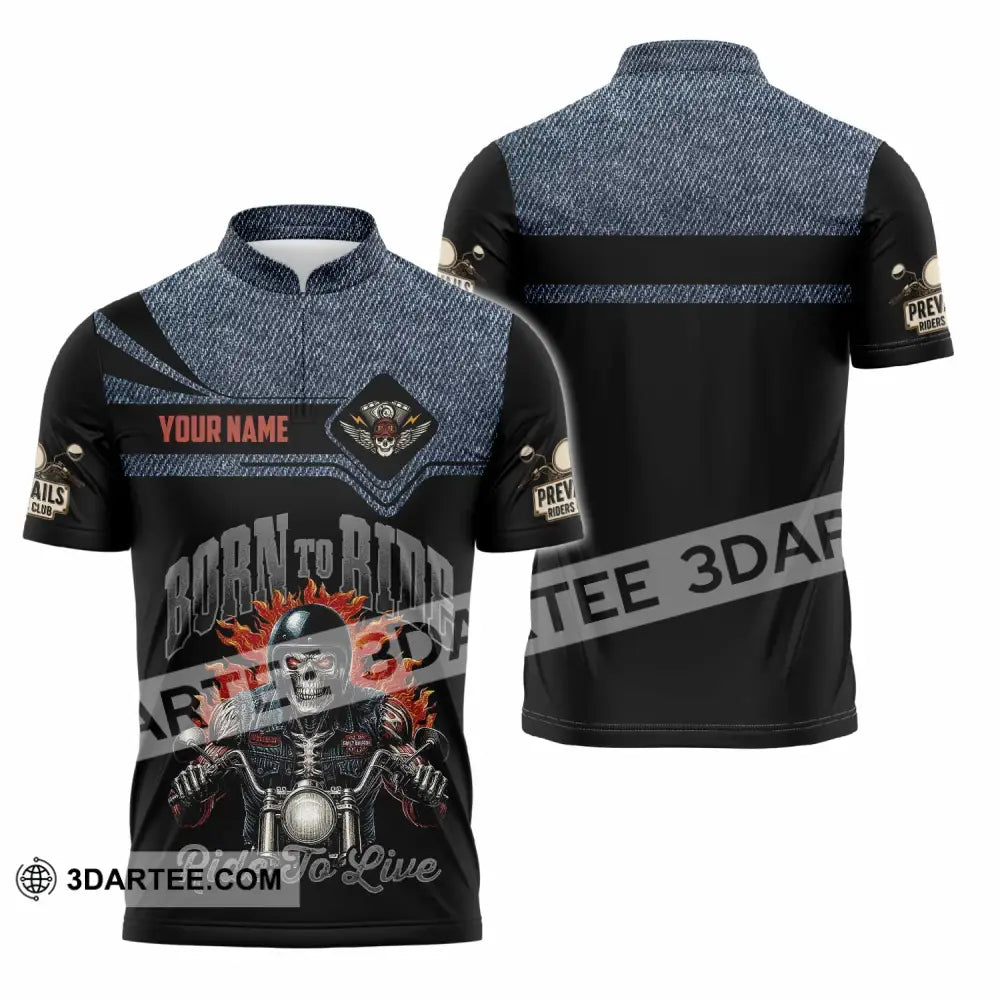 Unisex Shirt - Custom Born To Ride 3D Shirt Zipper Polo Shirt / S T-shirt