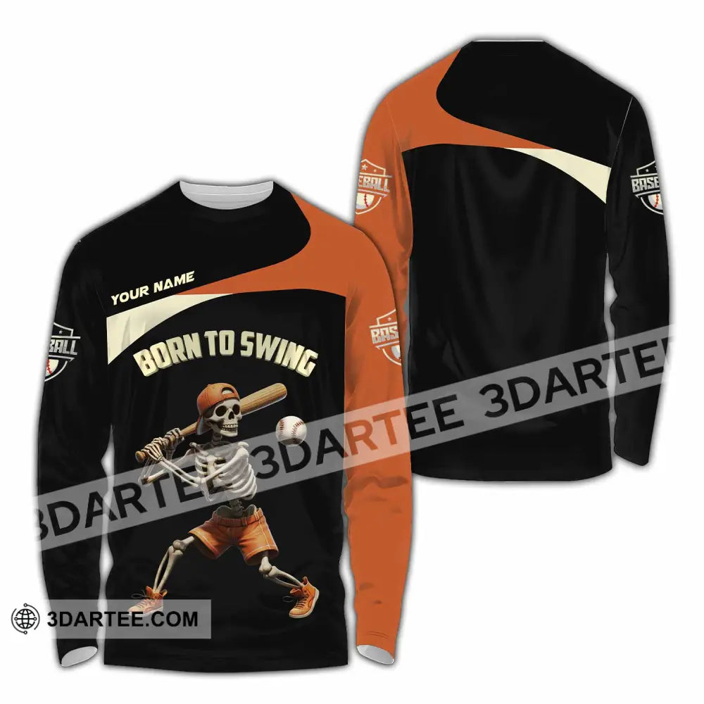 Unisex Shirt Custom Born To Swing Baseball Shirt Long Sleeve Shirt / S T shirt