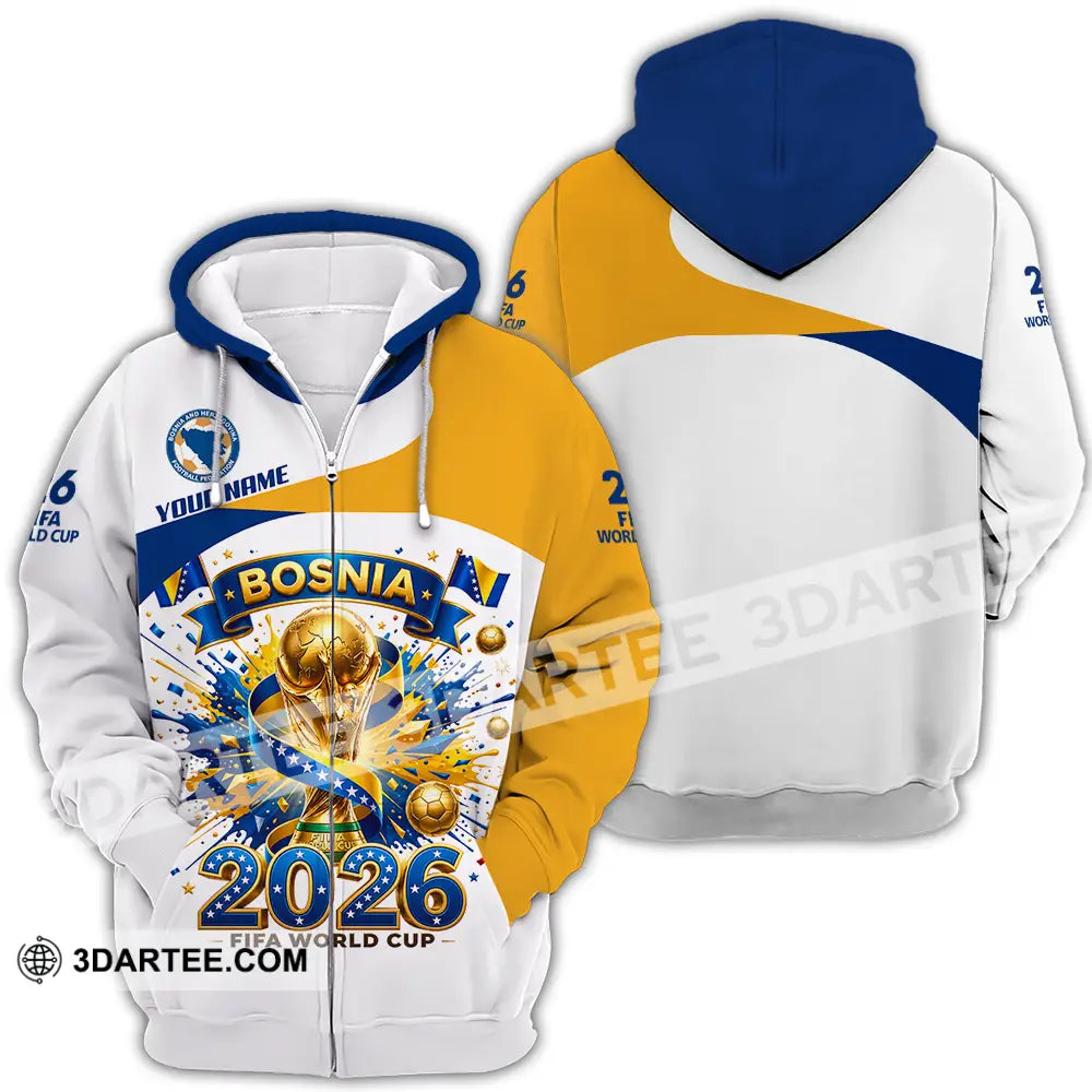 Unisex Shirt - Custom Bosnia World Cup 2026 3D Shirt - Zipper Hoodie / S - T-shirt