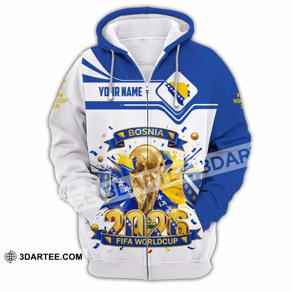 Unisex Shirt - Custom Bosnia World Cup 2026 3D Shirt - Zipper Hoodie / S - T-shirt