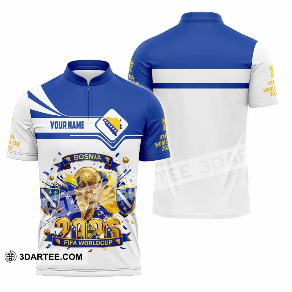 Unisex Shirt - Custom Bosnia World Cup 2026 3D Shirt - Zipper Polo Shirt / S - T-shirt