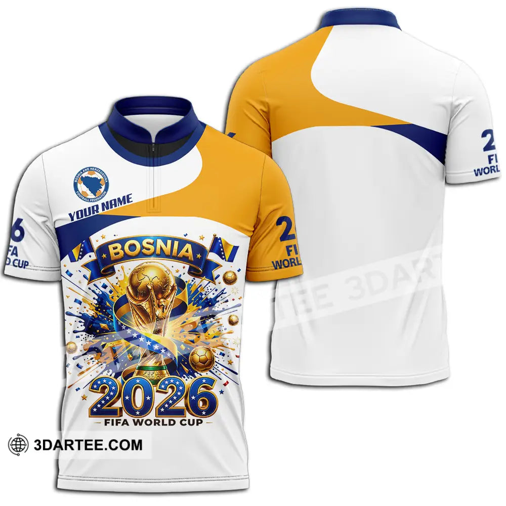 Unisex Shirt - Custom Bosnia World Cup 2026 3D Shirt - Zipper Polo Shirt / S - T-shirt