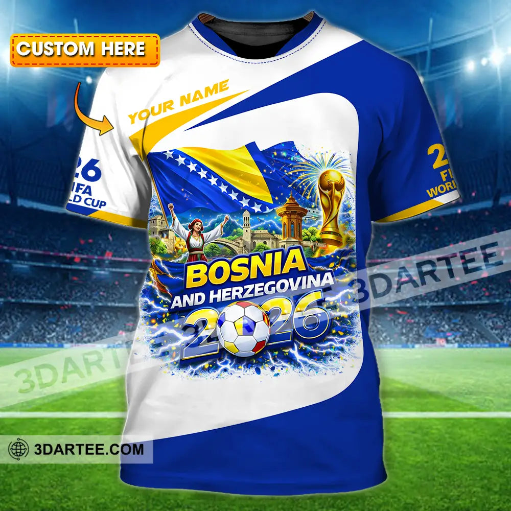 Unisex Shirt - Custom Bosnia And Herzegovina World Cup 2026 3D Shirt - T-shirt