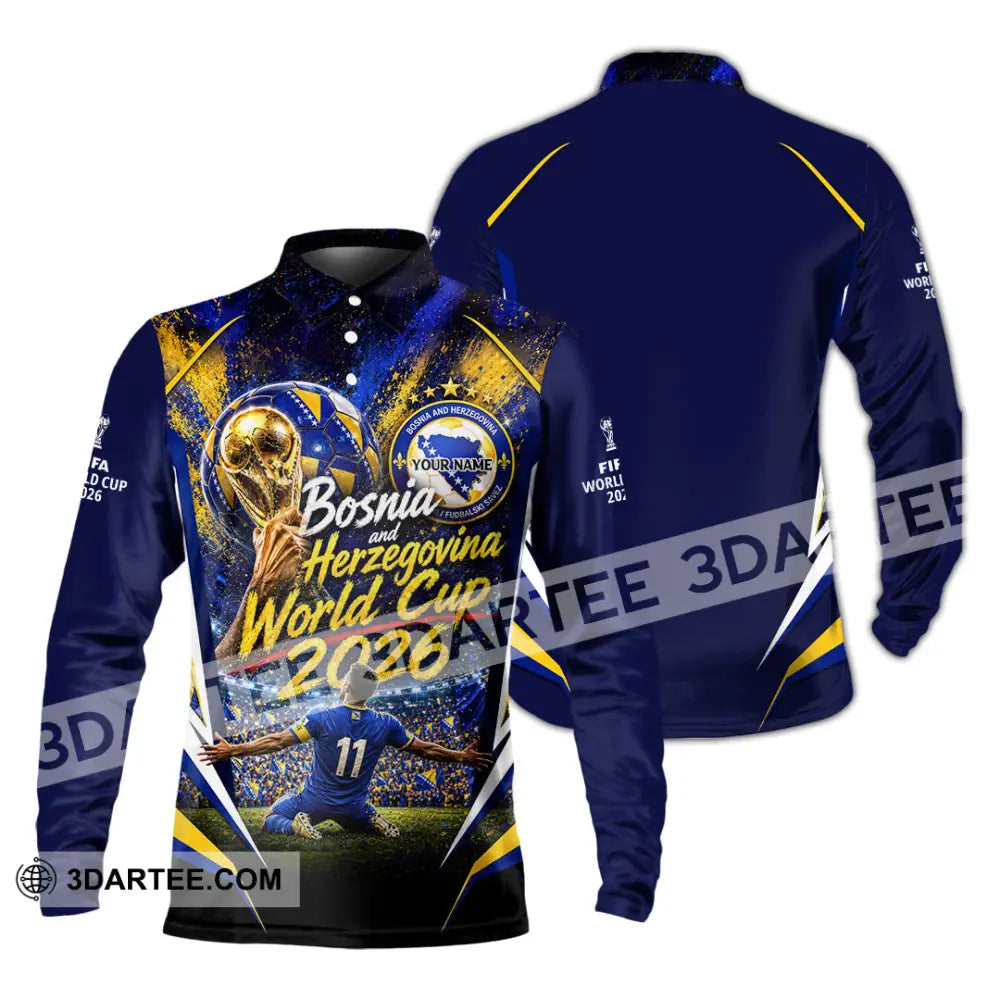 Unisex Shirt - Custom Bosnia And Herzegovina World Cup 2026 Shirt - Long Sleeve Polo / S - T-shirt