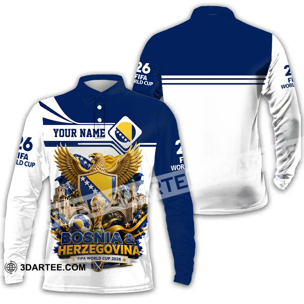 Unisex Shirt - Custom Bosnia And Herzegovina World Cup 2026 Shirt - Long Sleeve Polo / S - T-shirt