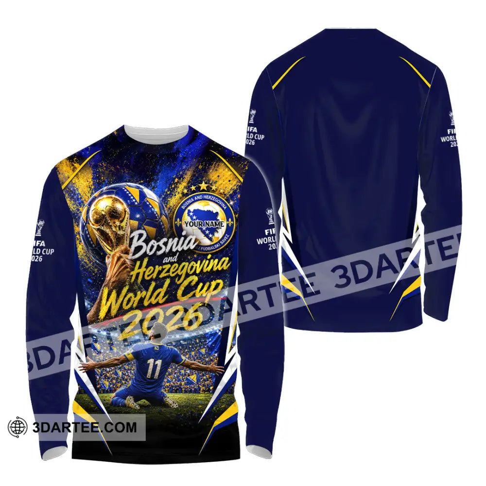 Unisex Shirt - Custom Bosnia And Herzegovina World Cup 2026 Shirt - Long Sleeve Shirt / S - T-shirt