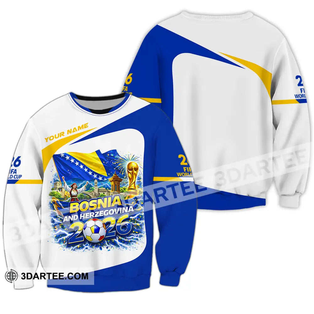 Unisex Shirt - Custom Bosnia And Herzegovina World Cup 2026 3D Shirt - Long Sleeve / S - T-shirt