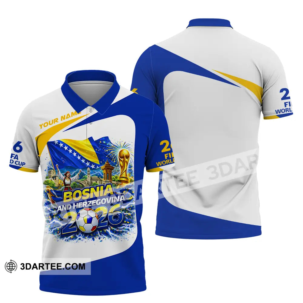 Unisex Shirt - Custom Bosnia And Herzegovina World Cup 2026 3D Shirt - Polo Shirt / S - T-shirt