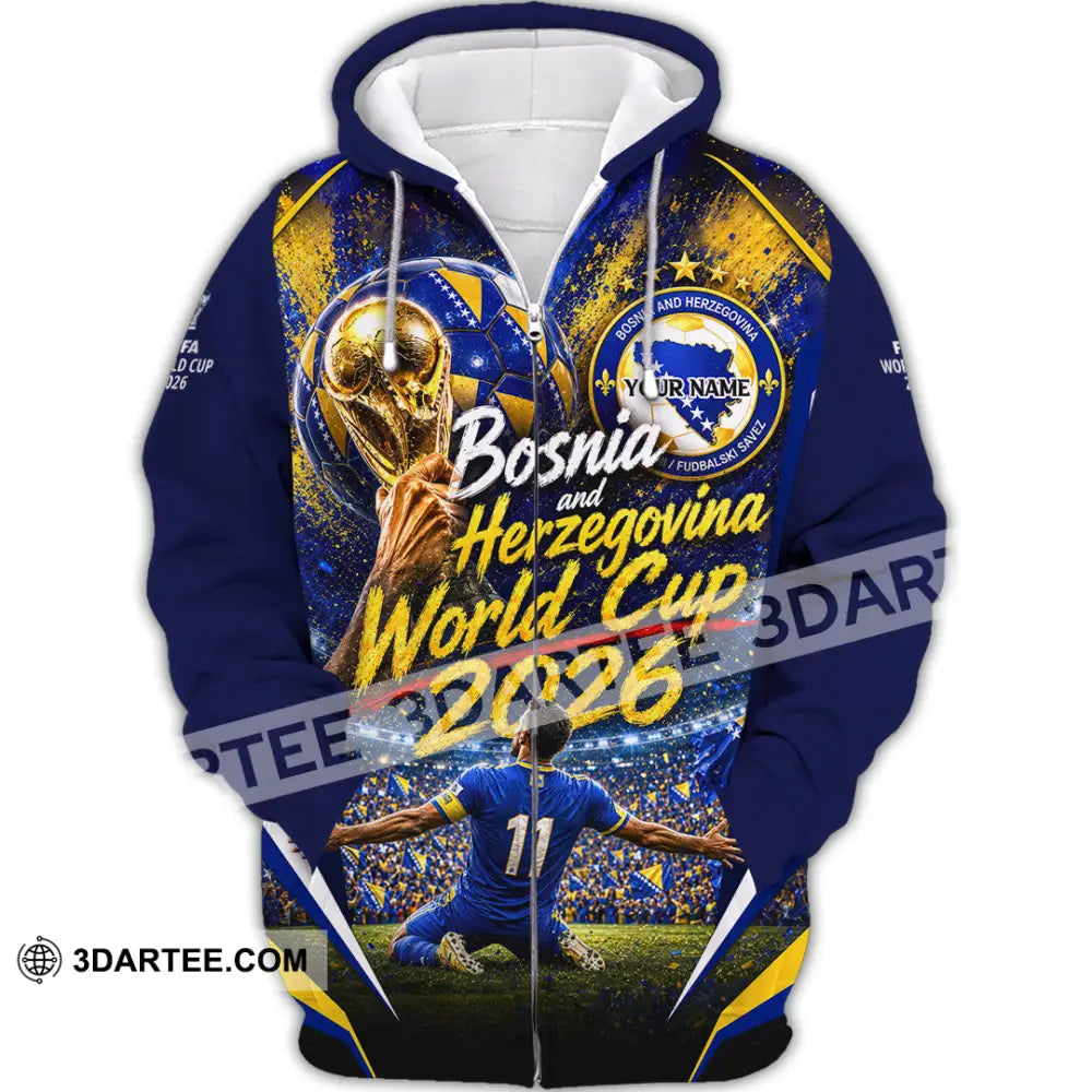 Unisex Shirt - Custom Bosnia And Herzegovina World Cup 2026 Shirt - Zipper Hoodie / S - T-shirt