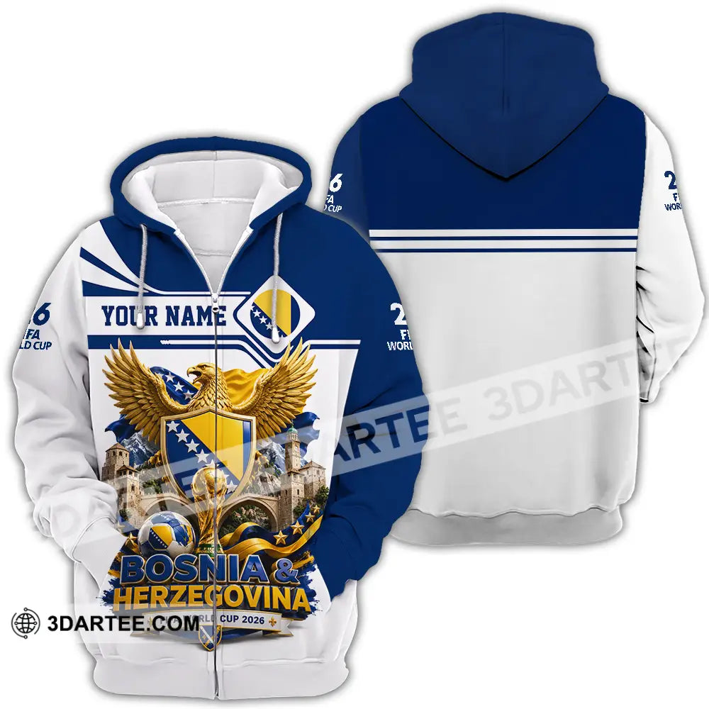 Unisex Shirt - Custom Bosnia And Herzegovina World Cup 2026 Shirt - Zipper Hoodie / S - T-shirt