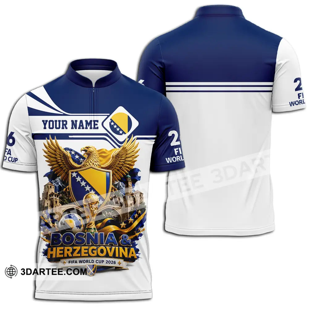Unisex Shirt - Custom Bosnia And Herzegovina World Cup 2026 Shirt - Zipper Polo Shirt / S - T-shirt