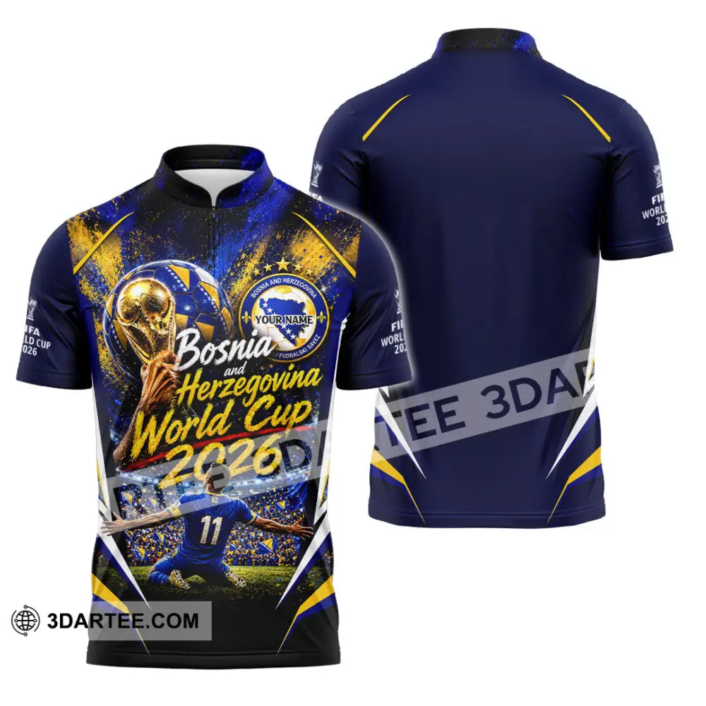 Unisex Shirt - Custom Bosnia And Herzegovina World Cup 2026 Shirt - Zipper Polo Shirt / S - T-shirt